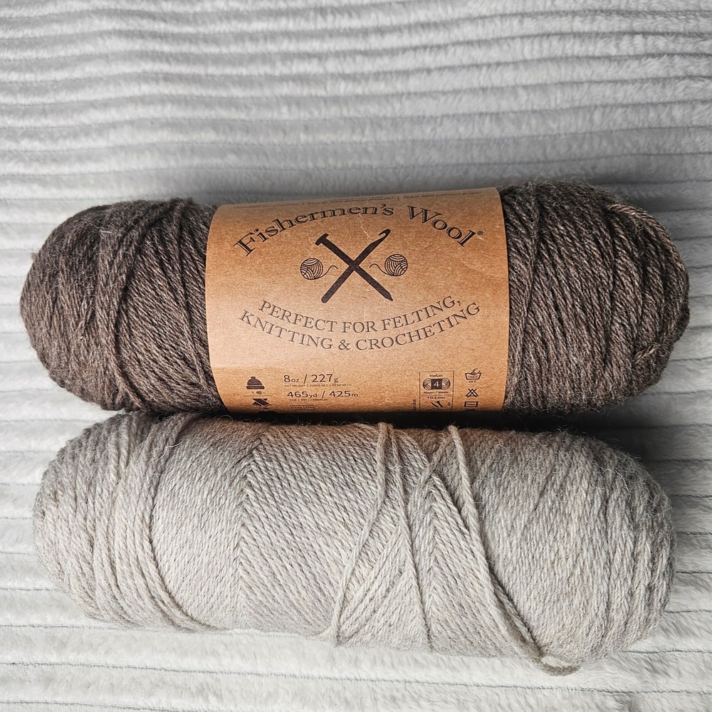 Lion Brand Fishermen's Wool Yarn Lot Brown Heather Oatmeal 14.8oz Pure Wool